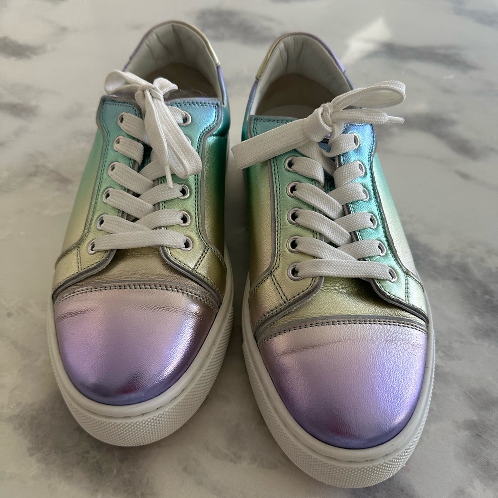 Christian Louboutin Vieirissima Iridescent Leather Sneakers Sz 39.5